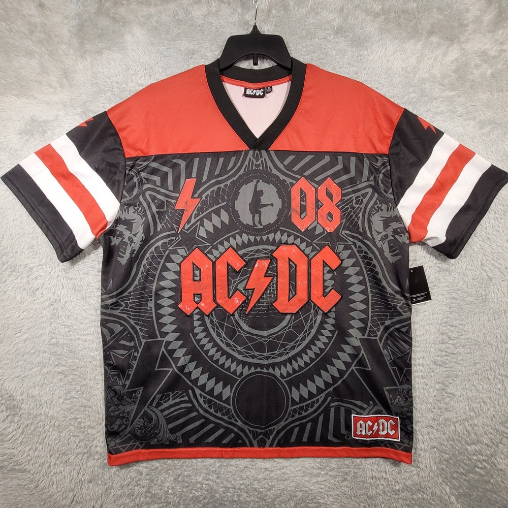 AC/DC Jersey Mens XL Black Red Black Ice V-Neck Graphic Band Shirt